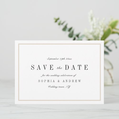 Sophisticated minimalist wedding  save the date