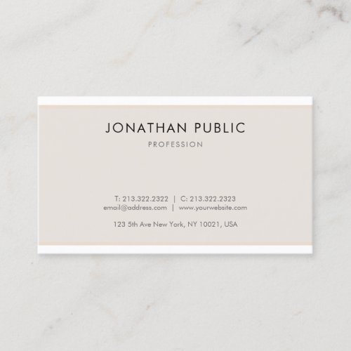 Sophisticated Minimalistic Modern Sleek Plain Top Business Card