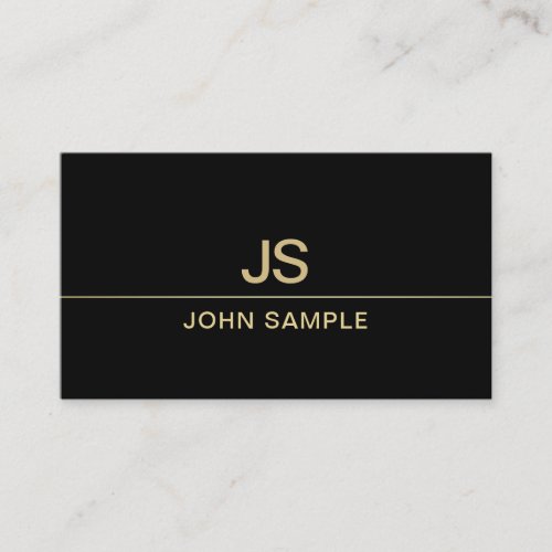 Sophisticated Modern Black and Gold Monogram Luxe Business Card