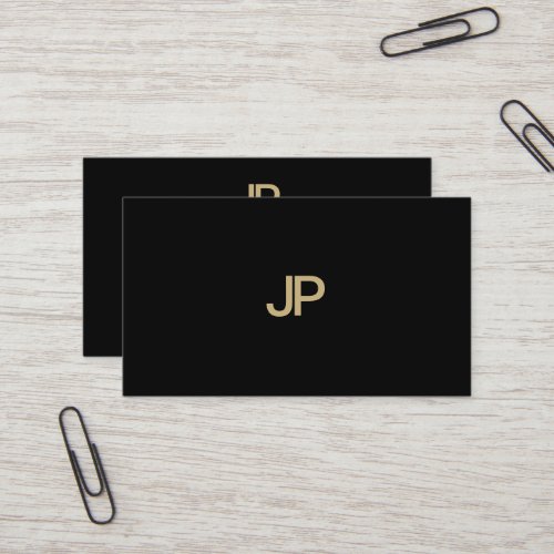 Sophisticated Modern Black Gold Monogram Luxury Business Card