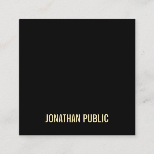 Sophisticated Modern Black Gold Professional Plain Square Business Card