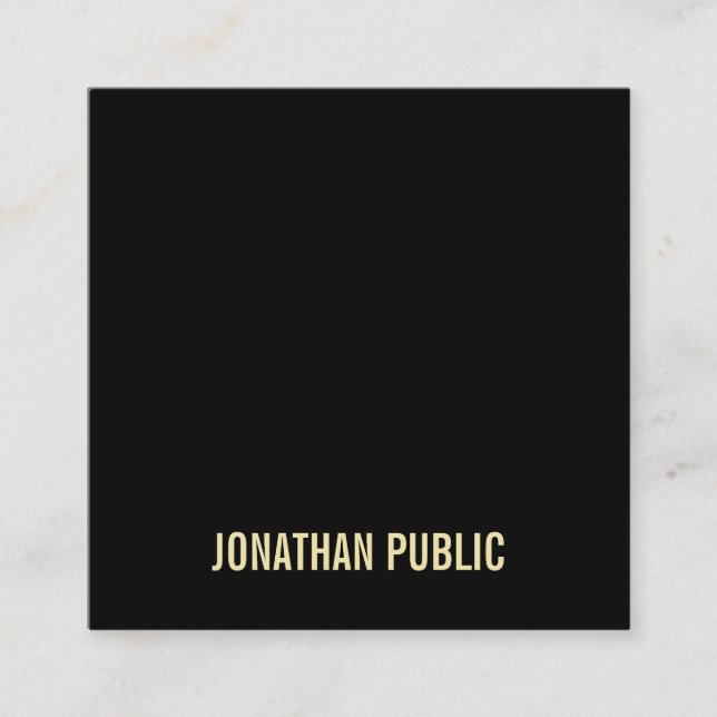 Sophisticated Modern Black Gold Professional Plain Square Business Card (Front)