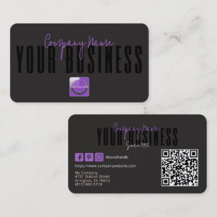 Sophisticated Modern Black Purple Logo Generic Business Card
