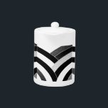 sophisticated modern black/white chevrons teapot<br><div class="desc">chic contemporary stylish chevron design</div>