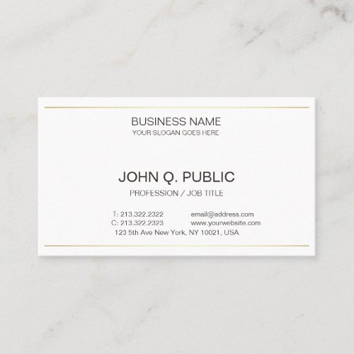 Sophisticated Modern Corporate Plain Gold White Business Card