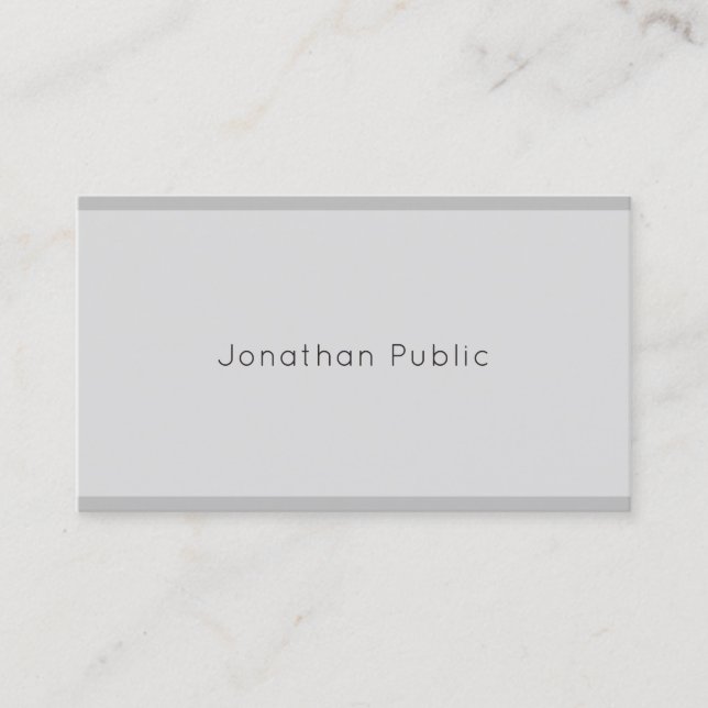 Sophisticated Modern Elegant Simple Grey Plain Top Business Card (Front)