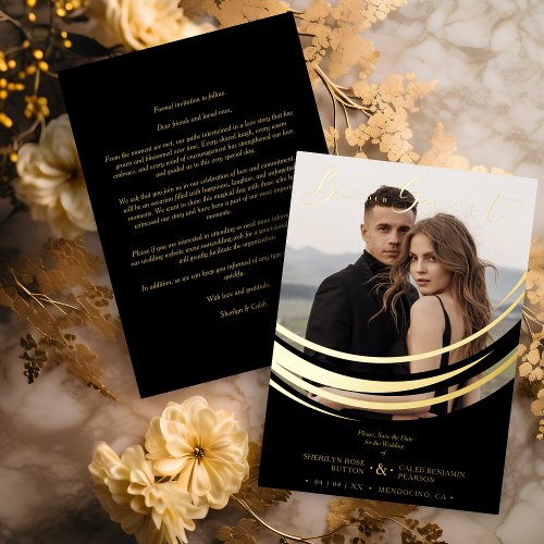Sophisticated Modern Gold Abstract Geometric Shape Foil Invitation
