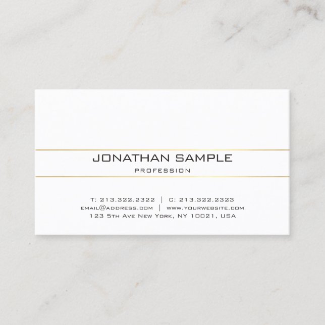 Sophisticated Modern Gold Minimalist Design Trendy Business Card (Front)