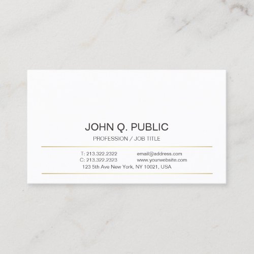 Sophisticated Modern Gold Striped Sleek Plain Business Card