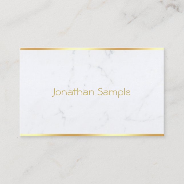 Sophisticated Modern Marble Gold Text Template Business Card (Front)