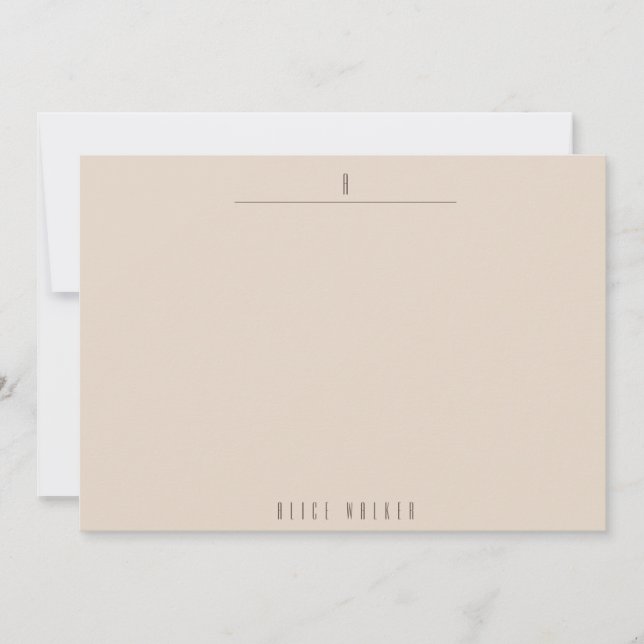 sophisticated modern monogram note card (Front)