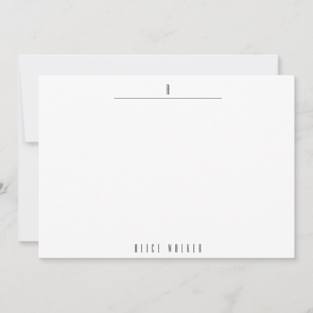 sophisticated modern monogram note card (Front)