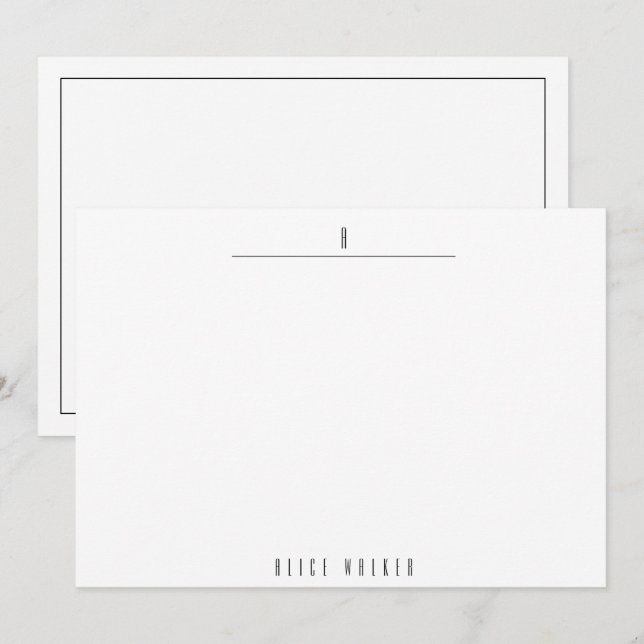 Sophisticated Modern Monogram Note Card (Front/Back)