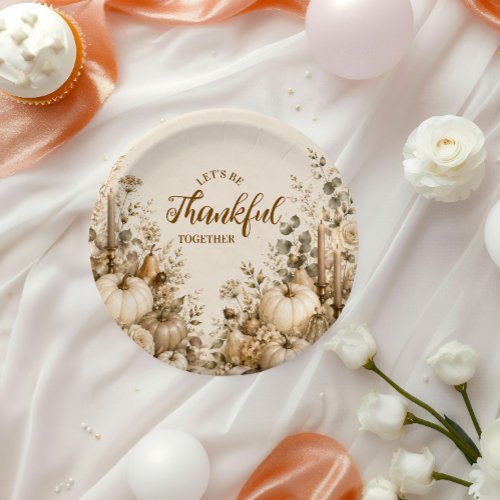 Sophisticated Modern Neutral Thanksgiving Paper Plates