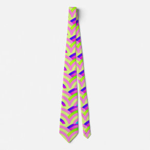 sophisticated modern pink green curved chevrons neck tie