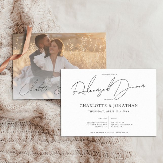 Sophisticated Modern Script Rehearsal Dinner Invitation (Creator Uploaded)