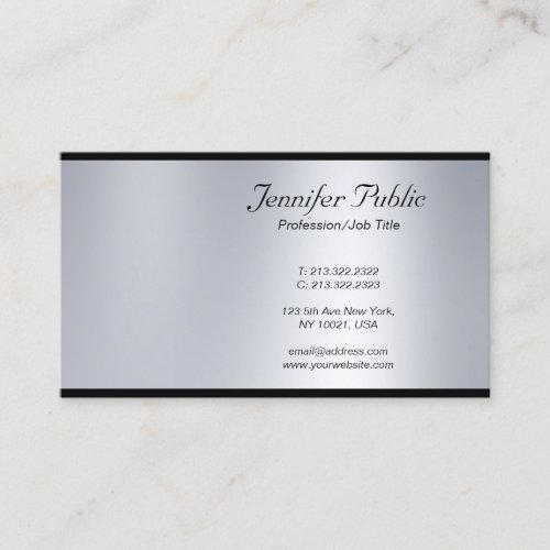 Sophisticated Modern Script Silver Professional Business Card