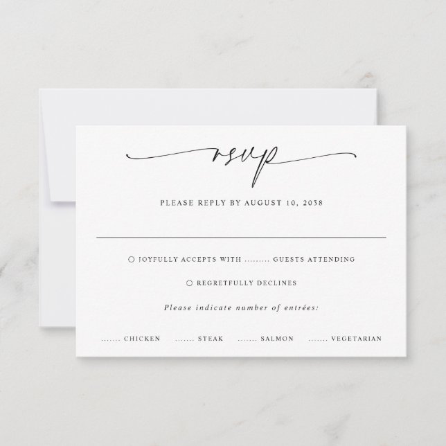 Sophisticated Modern Song Choice Wedding RSVP Card (Front)