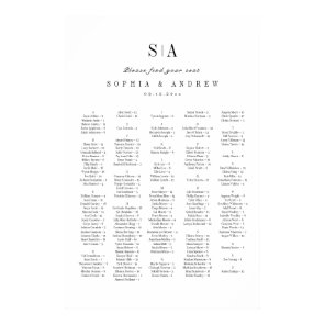 Sophisticated monogram alphabetical seating charts