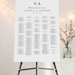 Sophisticated monogram alphabetical seating charts foam board