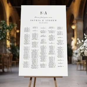 Sophisticated monogram alphabetical seating charts foam board