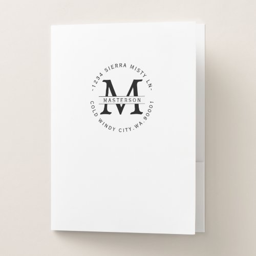 Sophisticated Monogram Black  White Circular Type Pocket Folder