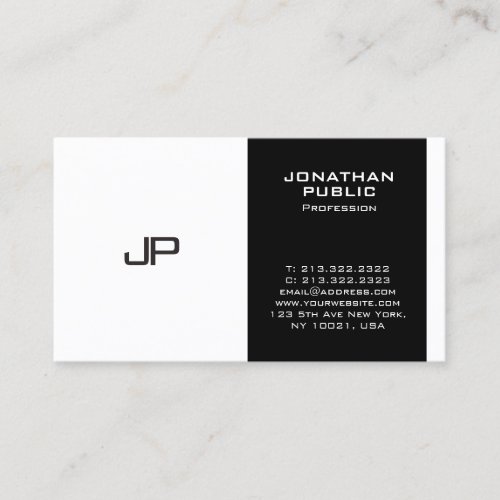 Sophisticated Monogram Black White Design Modern Business Card