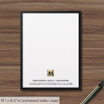 Sophisticated Monogram Business Letterhead<br><div class="desc">Make a lasting impression with our Sophisticated Monogram Business Letterhead, tailor-made for estate planners, attorneys, advisors and business professionals. Crafted to reflect your commitment to excellence, this letterhead boasts a clean white background framed in a refined black textured print. In the lower thirds, your brushed gold monogram and company name...</div>