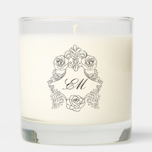 Sophisticated Monogram Crest Baroque Black Gothic Scented Candle