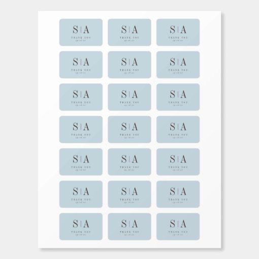 Sophisticated Monogram Dusty Blue Wedding Favor Matchboxes | Zazzle