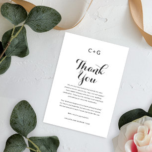 Sophisticated Monogram Elegance: Modern Wedding Thank You Card