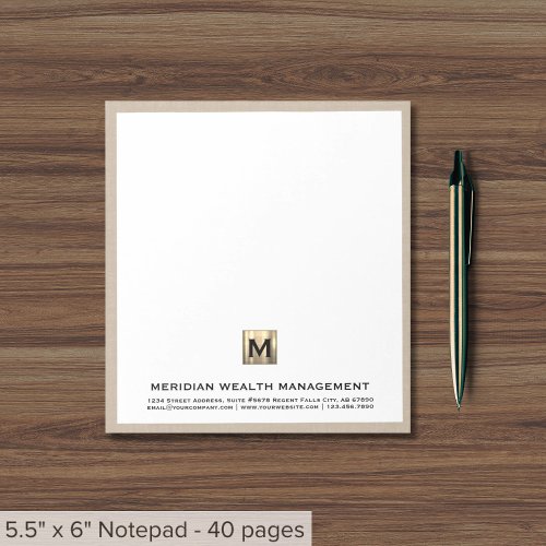 Sophisticated Monogram Financial Notepad