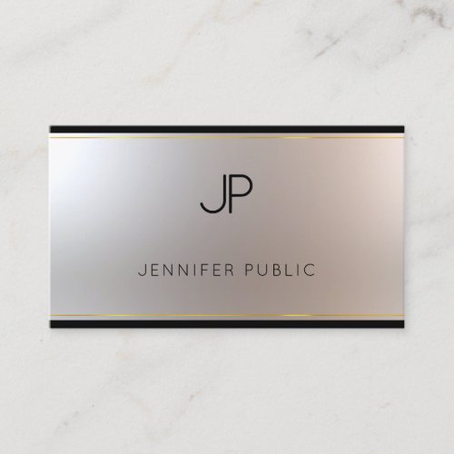 Sophisticated Monogram Glamour Gold Silver Unique Business Card