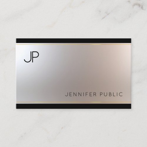 Sophisticated Monogram Glamour Gold Silver Unique Business Card