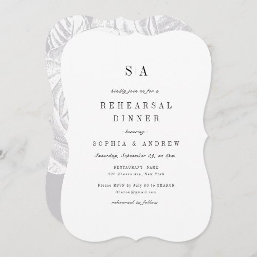 Sophisticated monogram minimalist Rehearsal Dinner Invitation