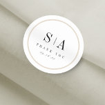 Sophisticated monogram minimalist wedding favor classic round sticker<br><div class="desc">Sophisticated black and white minimalist wedding favor stickers with couple's monogram and neutral color frame,  Simple and elegant. Great for modern classic wedding,  and formal wedding.
See all the matching pieces in the collection.</div>