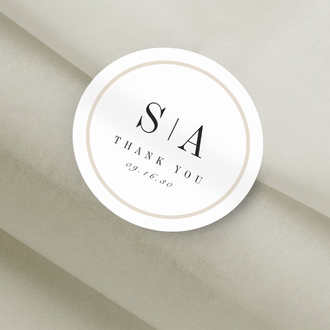 Sophisticated monogram minimalist wedding favor classic round sticker (Sophisticated monogram minimalist wedding favor classic round sticker)