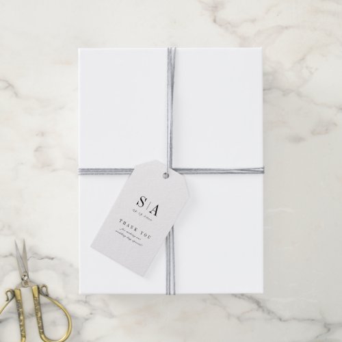 Sophisticated monogram minimalist wedding gift tags