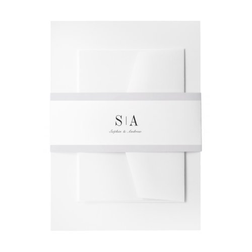 Sophisticated monogram minimalist wedding invitation belly band