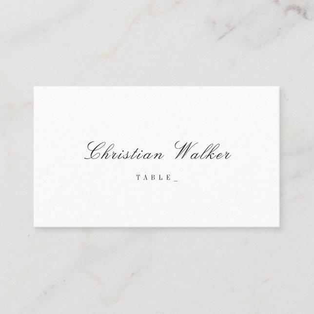 Sophisticated monogram minimalist wedding place card (Front)
