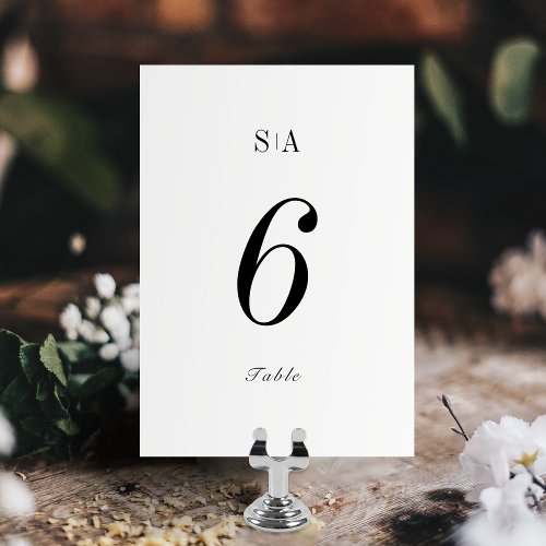 Sophisticated monogram minimalist wedding table number
