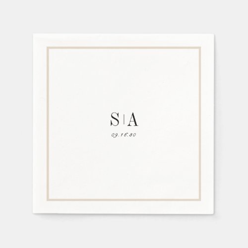 Sophisticated monogram neutral frame minimalist napkins
