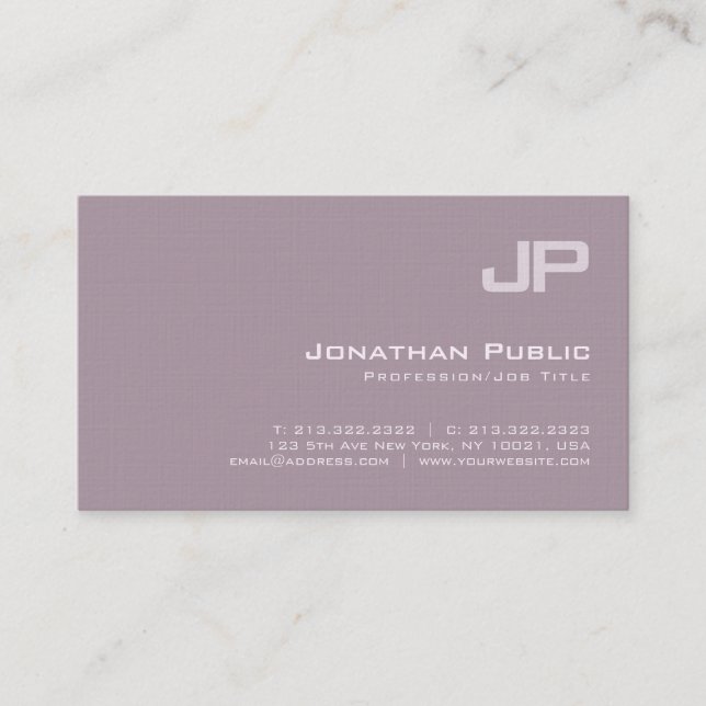 Sophisticated Monogram Plain Luxury Consultant Business Card (Front)