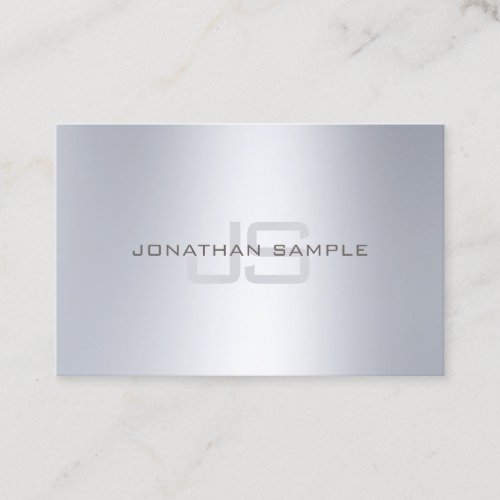 Sophisticated Monogram Silver Look Sleek Luxury Business Card