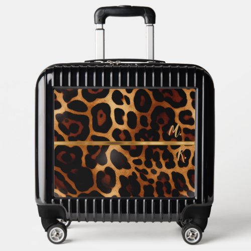 Sophisticated Monogramed Leopard Print Pilot Case  Luggage