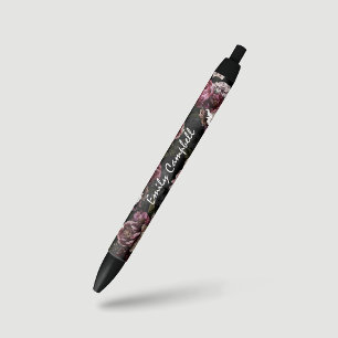 Sophisticated Moody White Rose Floral Pen