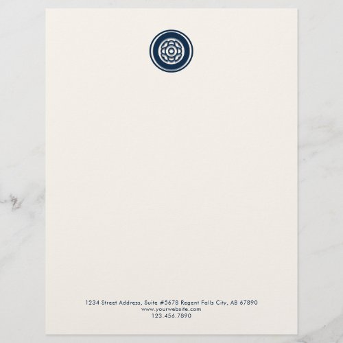 Sophisticated Navy Blue and Ivory Business Letterhead