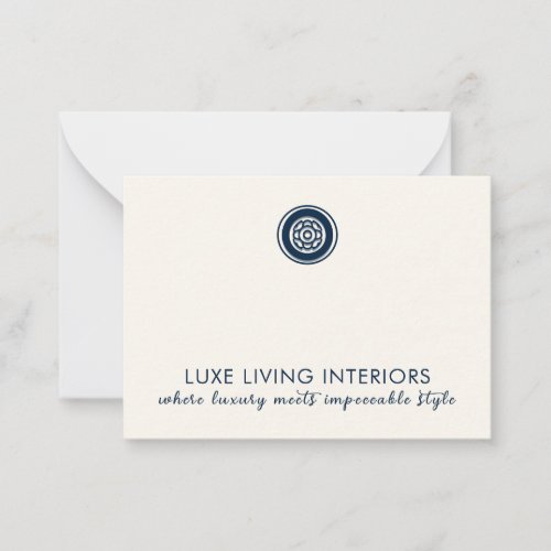 Sophisticated Navy Blue and Ivory Note Card