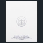 Sophisticated Navy Blue Company Letterhead<br><div class="desc">Enhance your professional image with our sophisticated navy blue branded letterhead. The design showcases a subtle customizable logo or emblem at the center, beautifully combined with the company name and contact information in navy blue classic typography. This elegant letterhead is ideal for estate planners, providing a polished and professional touch...</div>