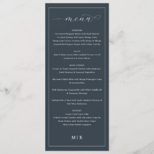 Sophisticated Navy Blue Elegant Wedding Menu